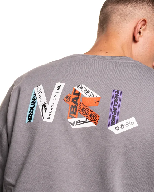 BLUZA BEZ KAPTURA STICKERS GREY