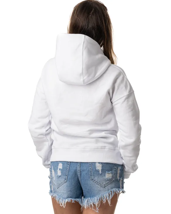 BLUZA Z KAPTUREM DAMSKA HEART WHITE