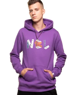 BLUZA Z KAPTUREM STICKERS VIOLET