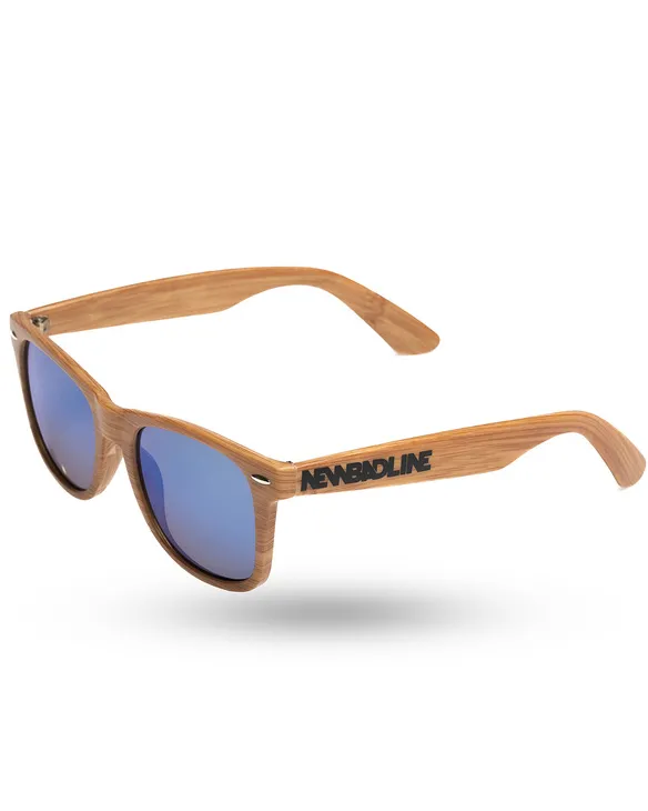 OKULARY CLASSIC WOOD BROWN MAT BLUE MIRROR 01-39