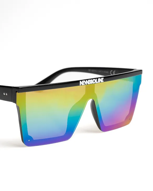 OKULARY ONE GLASS BLACK FLASH RAINBOW MIRROR 01-81
