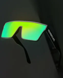 OKULARY ONE GLASS MODER BLACK MAT GREEN MIRROR 01-50