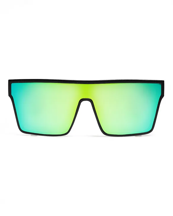 OKULARY ONE GLASS MODER BLACK MAT GREEN MIRROR 01-50