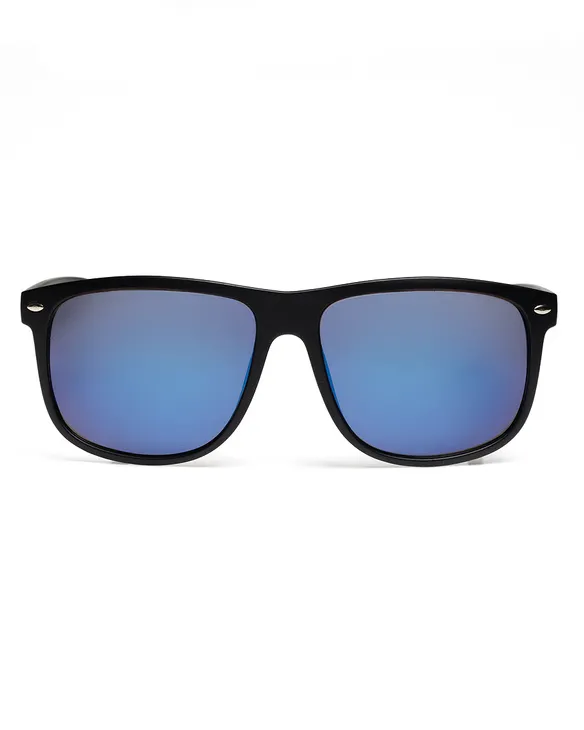 OKULARY OWAL BLACK MAT BLUE MIRROR 01-26
